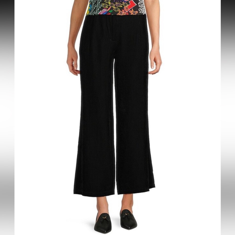 Johnny Was Odette Velvet Corduroy Pants Black Wide Leg Size Small NWT